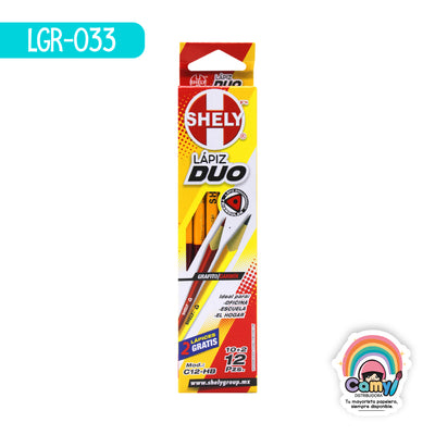 LGR-033 LPZ TRIANG DUO SHELY C/10 GRAFITO/ROJO  DELGADO