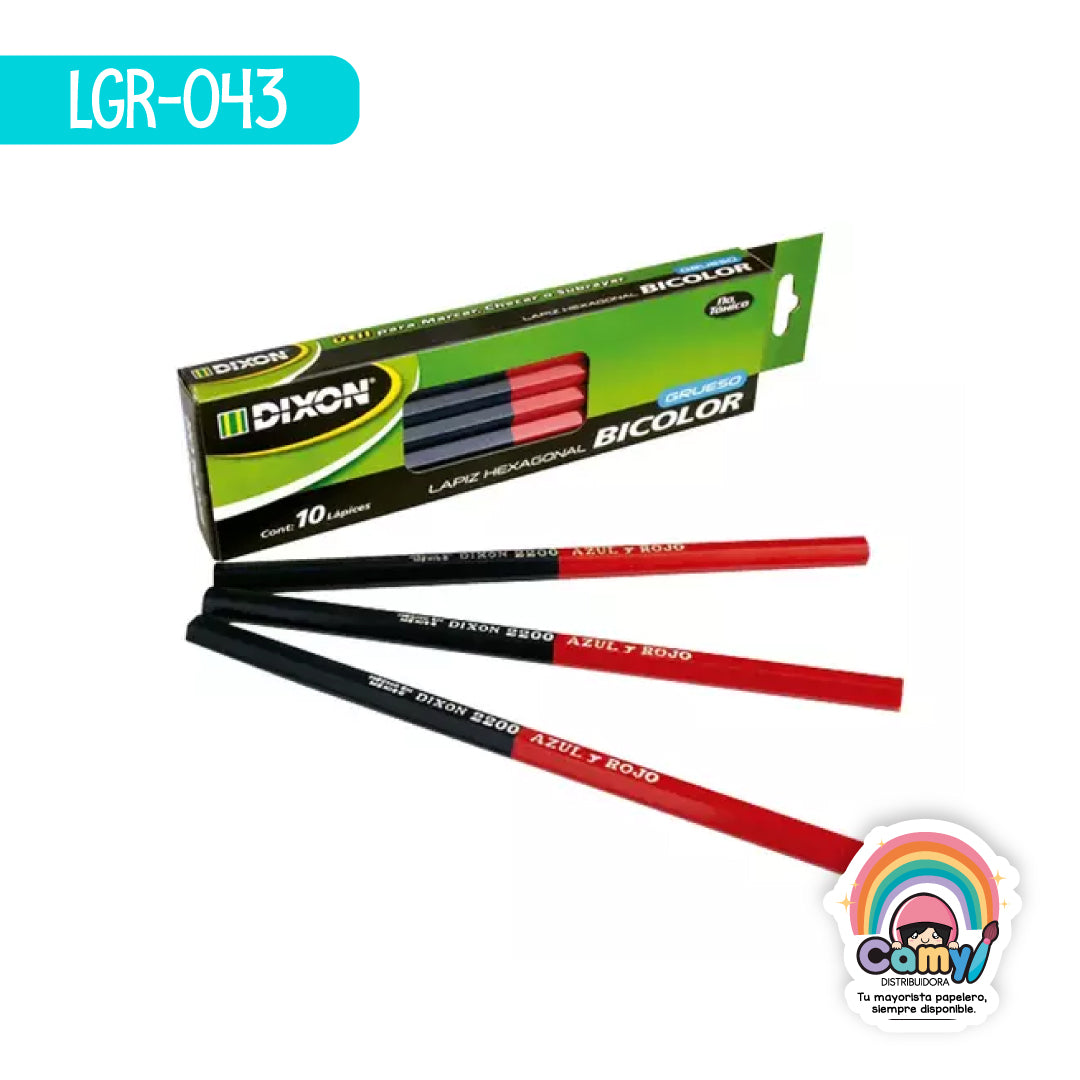 LGR-043 LPZ BICOLOR DIXON JUMBO C/10 ROJO/AZUL