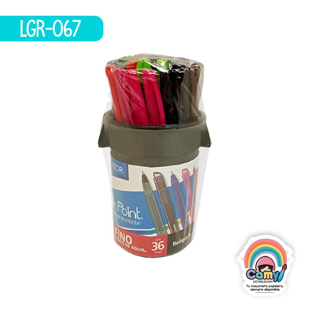 LGR-067 BOLIGRAFO PIN POINT BOTE C/36 COL. SURTIDOS AZOR