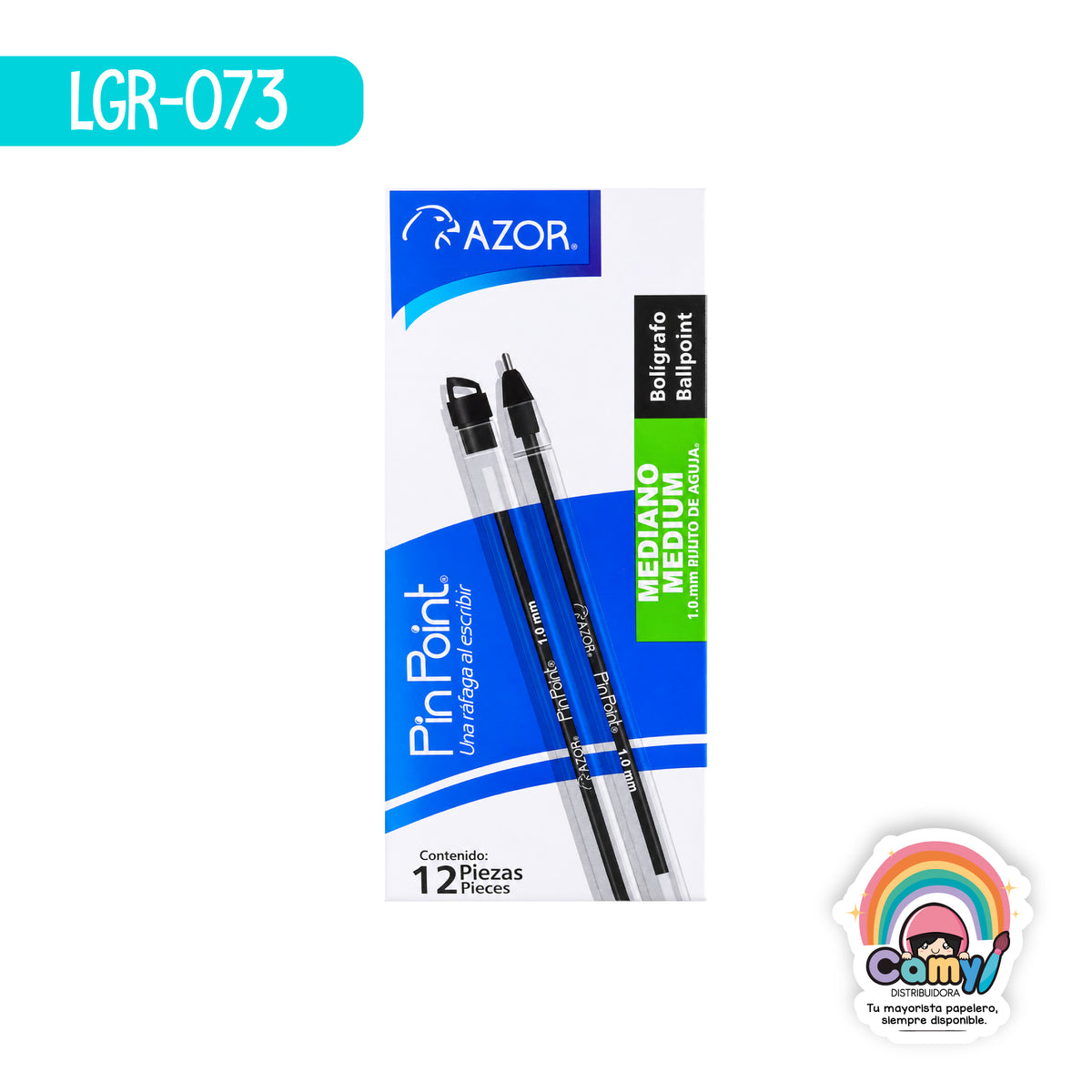 LGR-073 BOLIGRAFO MEDIANO PIN POINT NEGRO C/12 AZOR