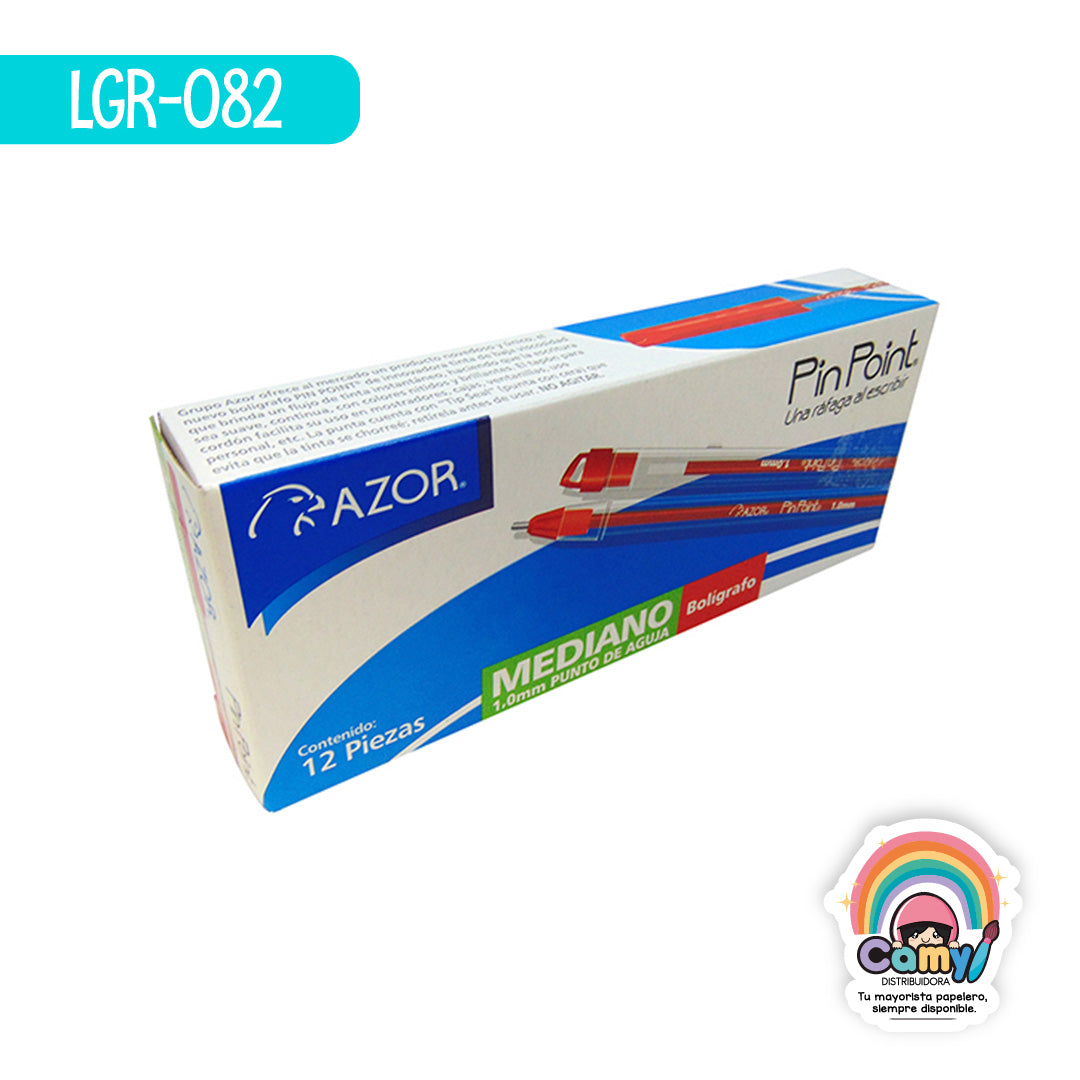 LGR-082 BOLIGRAFO MEDIANO PIN POINT ROJO C/12 AZOR