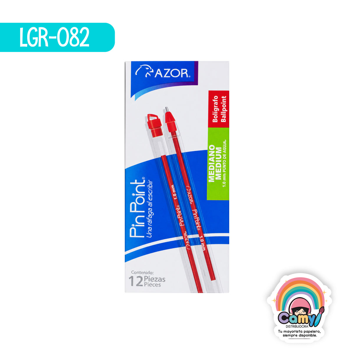 LGR-082 BOLIGRAFO MEDIANO PIN POINT ROJO C/12 AZOR