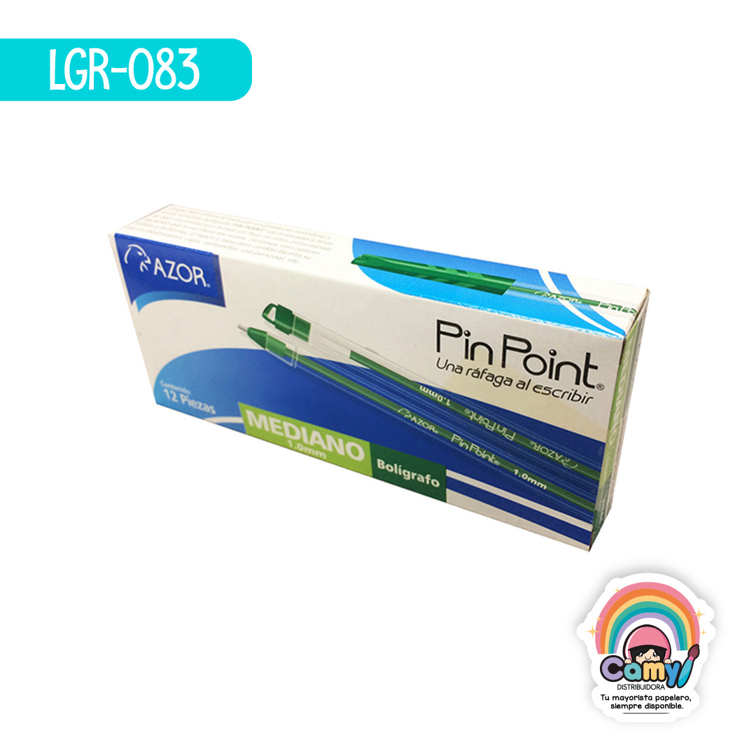 LGR-083 BOLIGRAFO MEDIANO PIN POINT VERDE C/12 AZOR