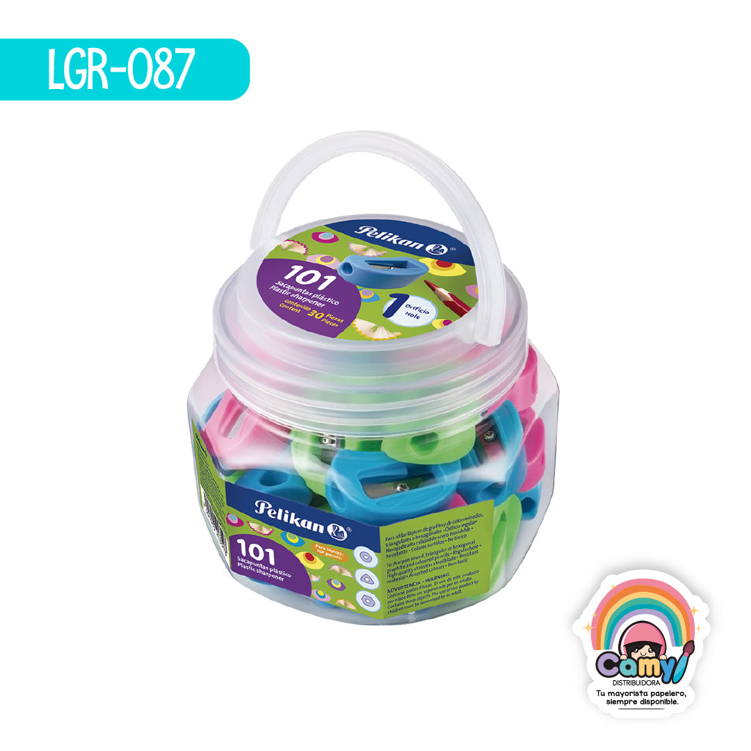 LGR-087 SACAPUNTAS PLASTICO 101 S/DEP 1 ORIF  C/30 PELIKAN