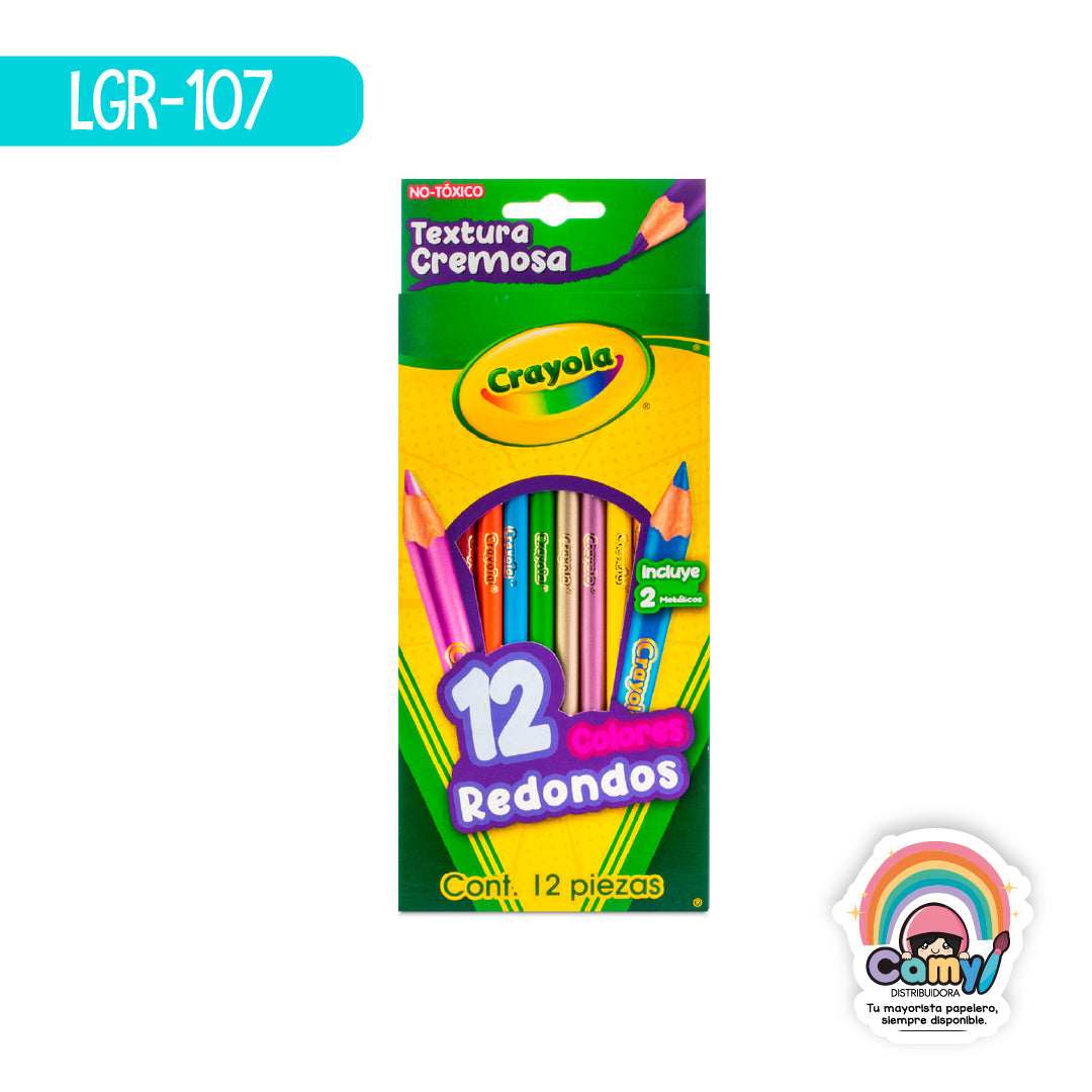 LGR-107 12 LAPICES DE COLOR CON SACAPUNTAS CRAYOLA
