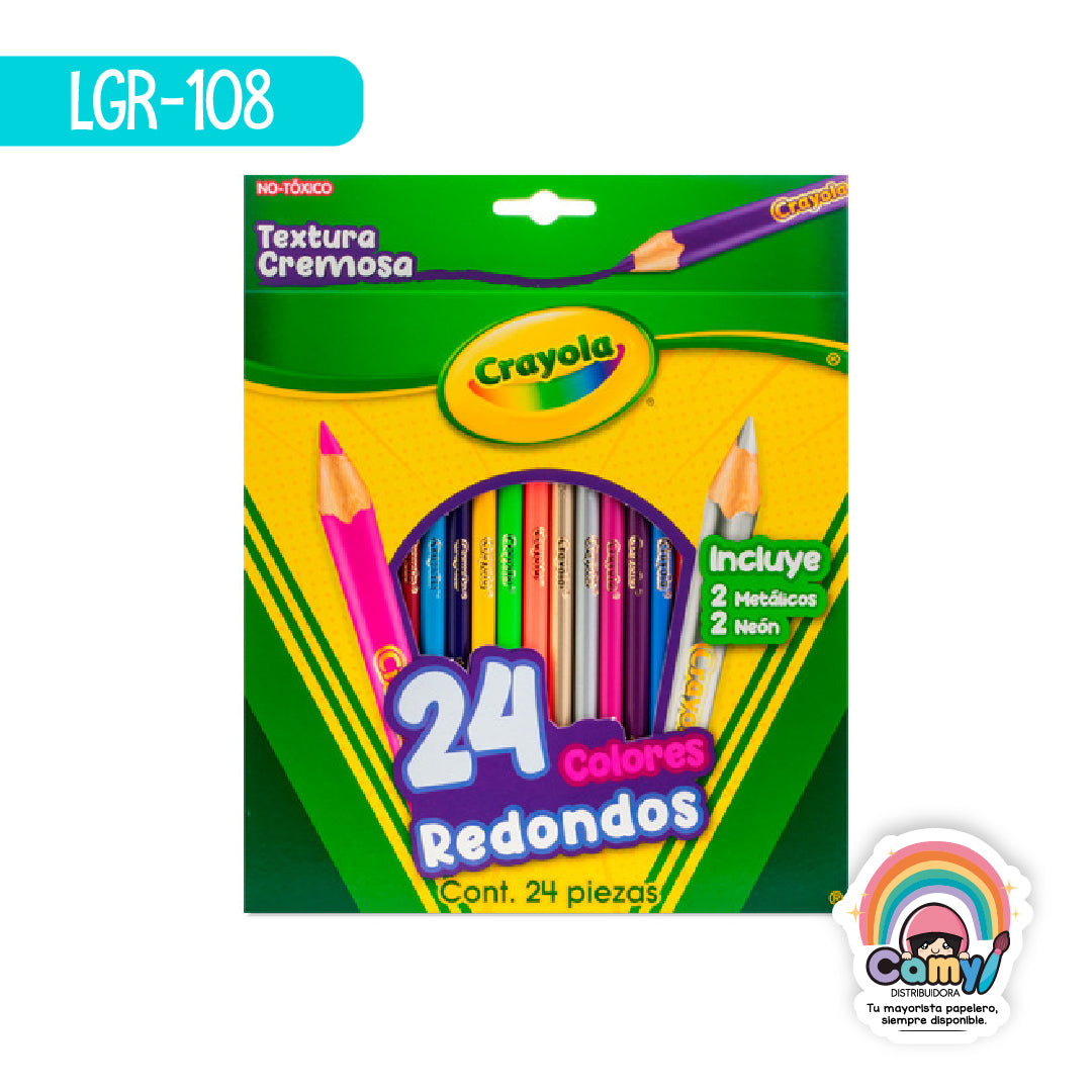 LGR-108 24 LAPICES DE COLOR CON SACAPUNTAS CRAYOLA