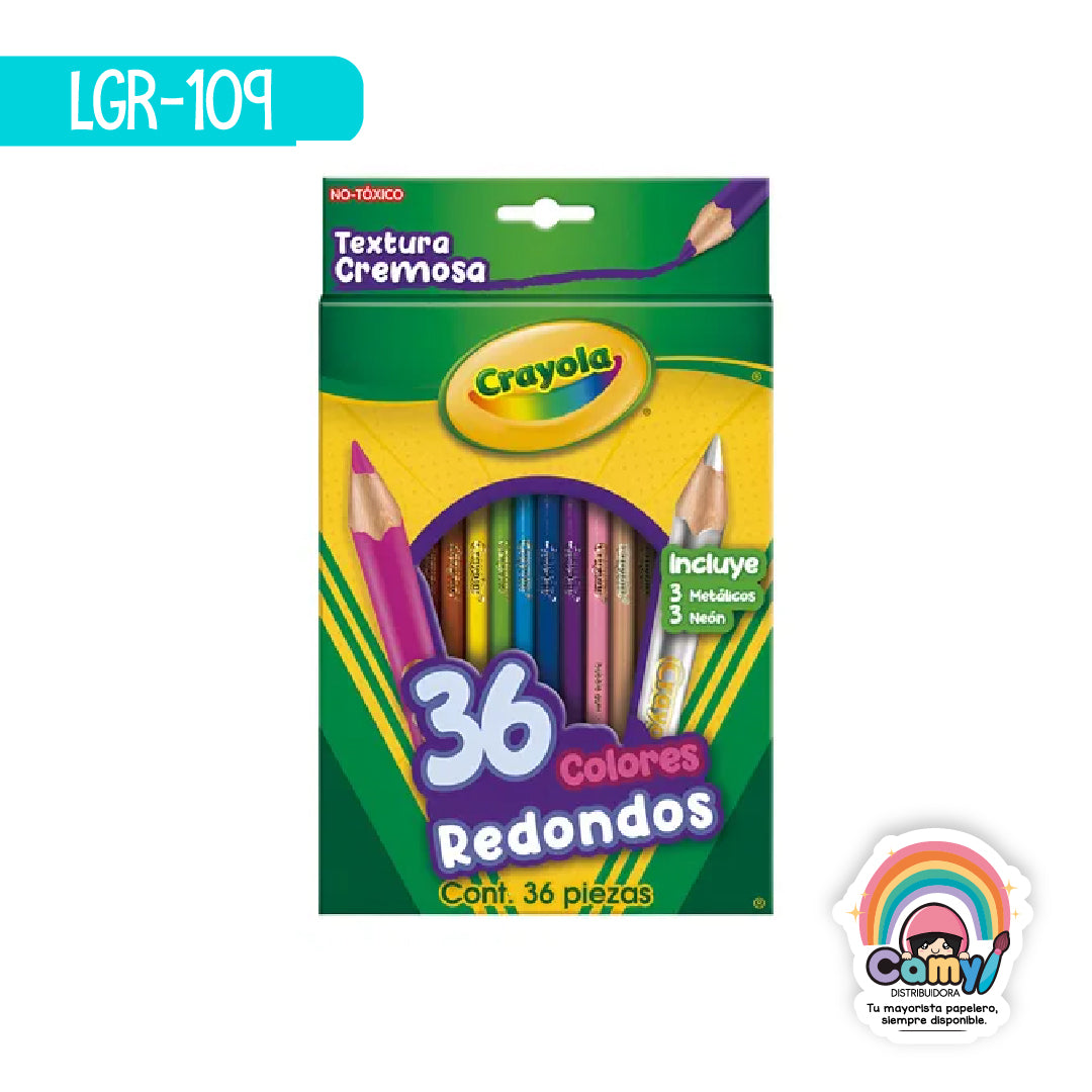 LGR-109 36 LAPICES DE COLOR CON SACAPUNTAS CRAYOLA