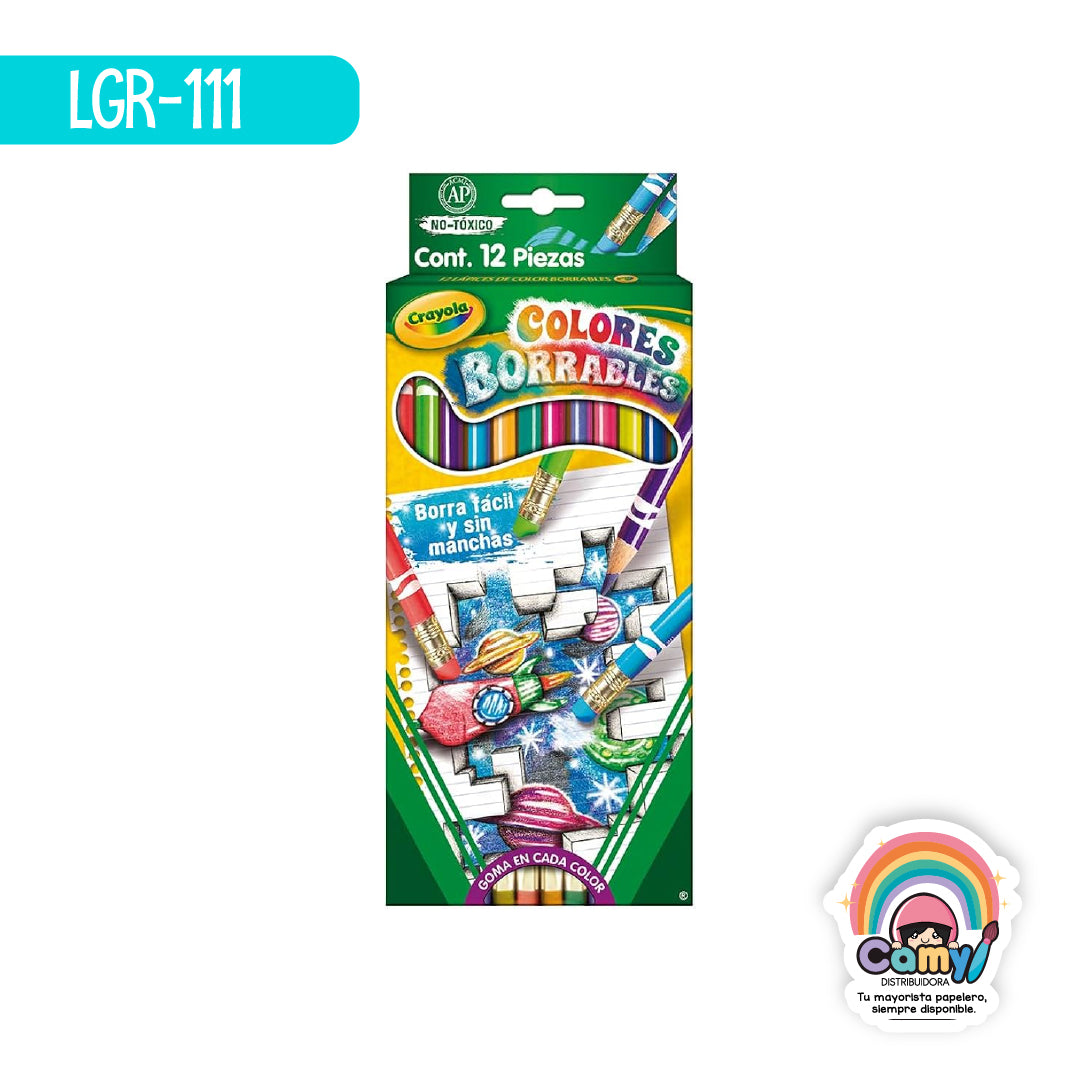 LGR-111 12 LAPICES DE COLOR BORRABLE / SACAPUNTAS CRAYOLA