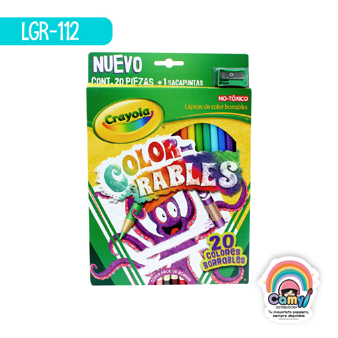 LGR-112 20 LAPICES DE COLOR BORRABLE / SACAPUNTAS CRAYOLA
