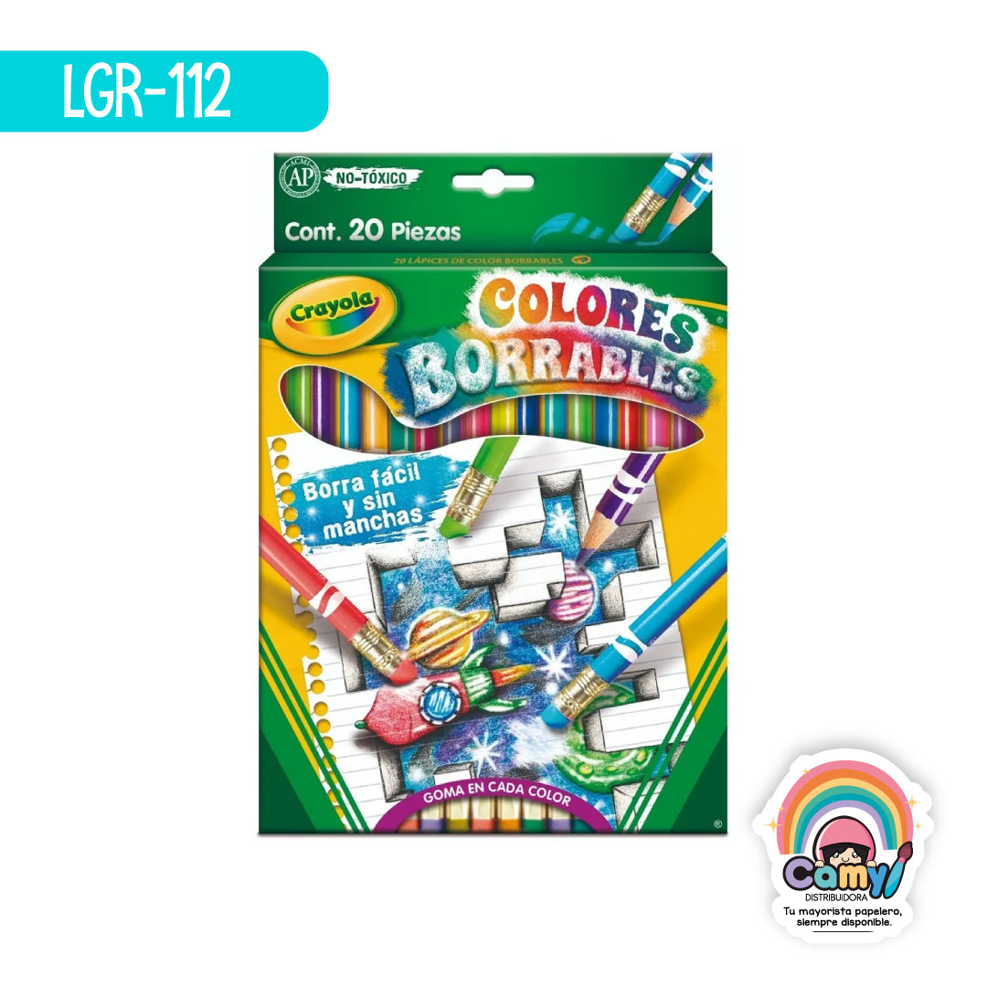 LGR-112 20 LAPICES DE COLOR BORRABLE / SACAPUNTAS CRAYOLA