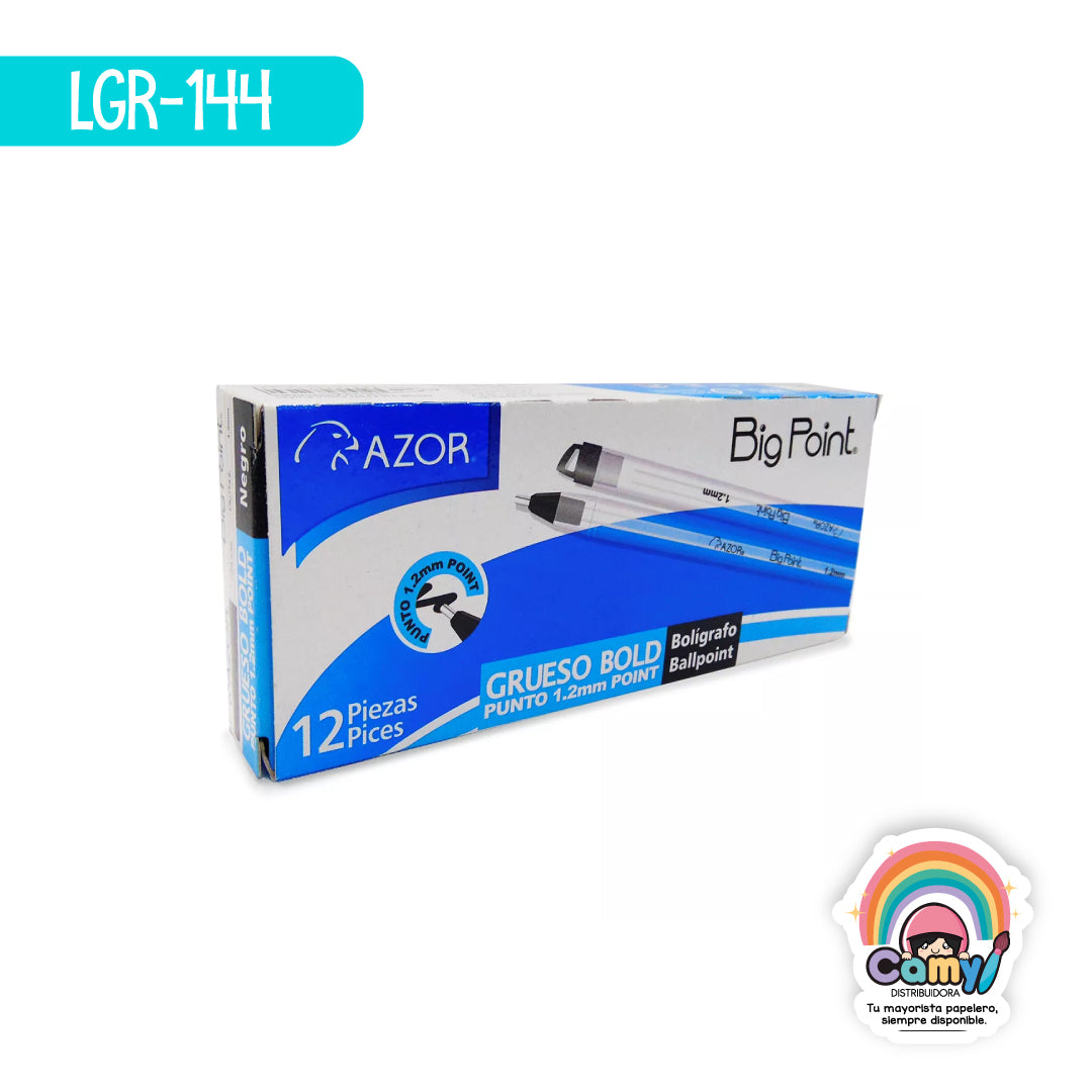 LGR-144 BOLIGRAFO BIG POINT PUNTO DE 1.2MM NEGRO C/12. AZOR