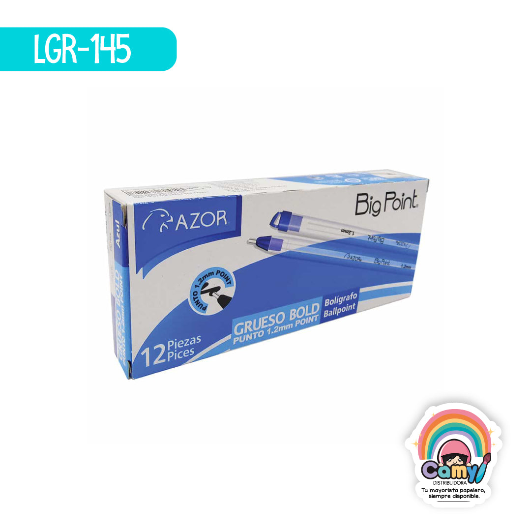 LGR-145 BOLIGRAFO BIG POINT PUNTO DE 1.2MM AZUL C/12. AZOR