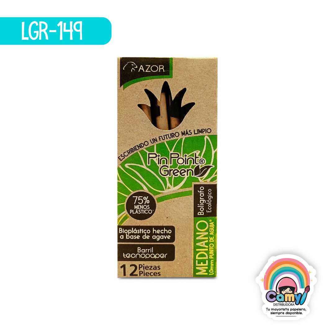 LGR-149 BOL. ECOLOGICO PIN POINT GREEN MEDIANO NEGRO C/12 AZOR