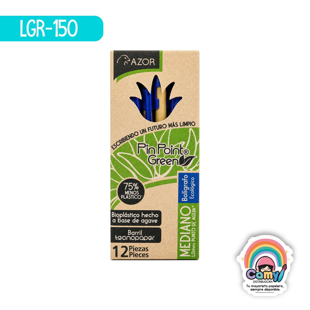 LGR-150 BOL. ECOLOGICO PIN POINT GREEN MEDIANO AZUL C/12 AZOR