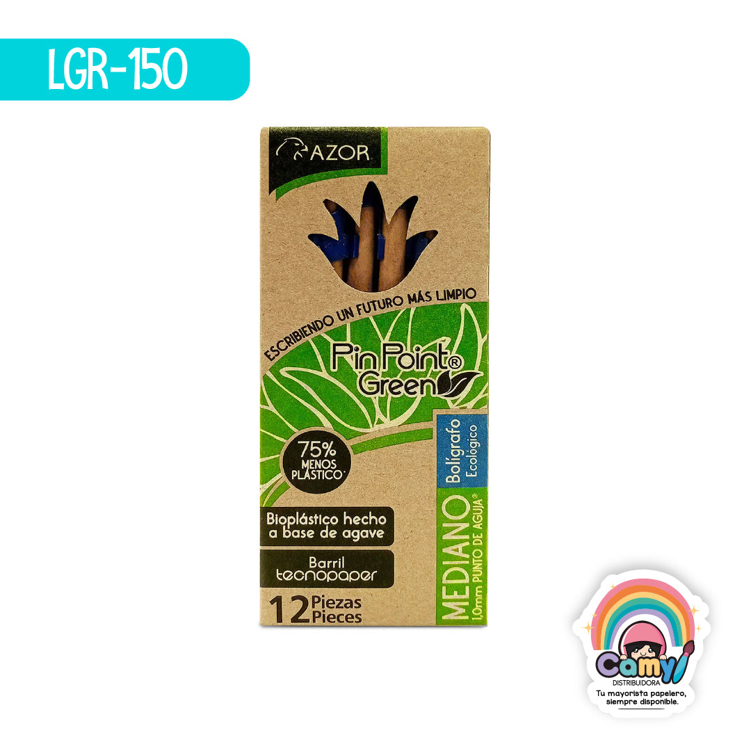 LGR-150 BOL. ECOLOGICO PIN POINT GREEN MEDIANO AZUL C/12 AZOR