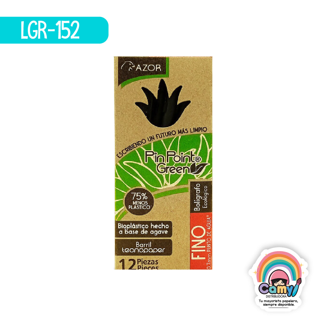LGR-152 BOL. ECOLOGICO PIN POINT GREEN FINO NEGRO C/12 AZOR