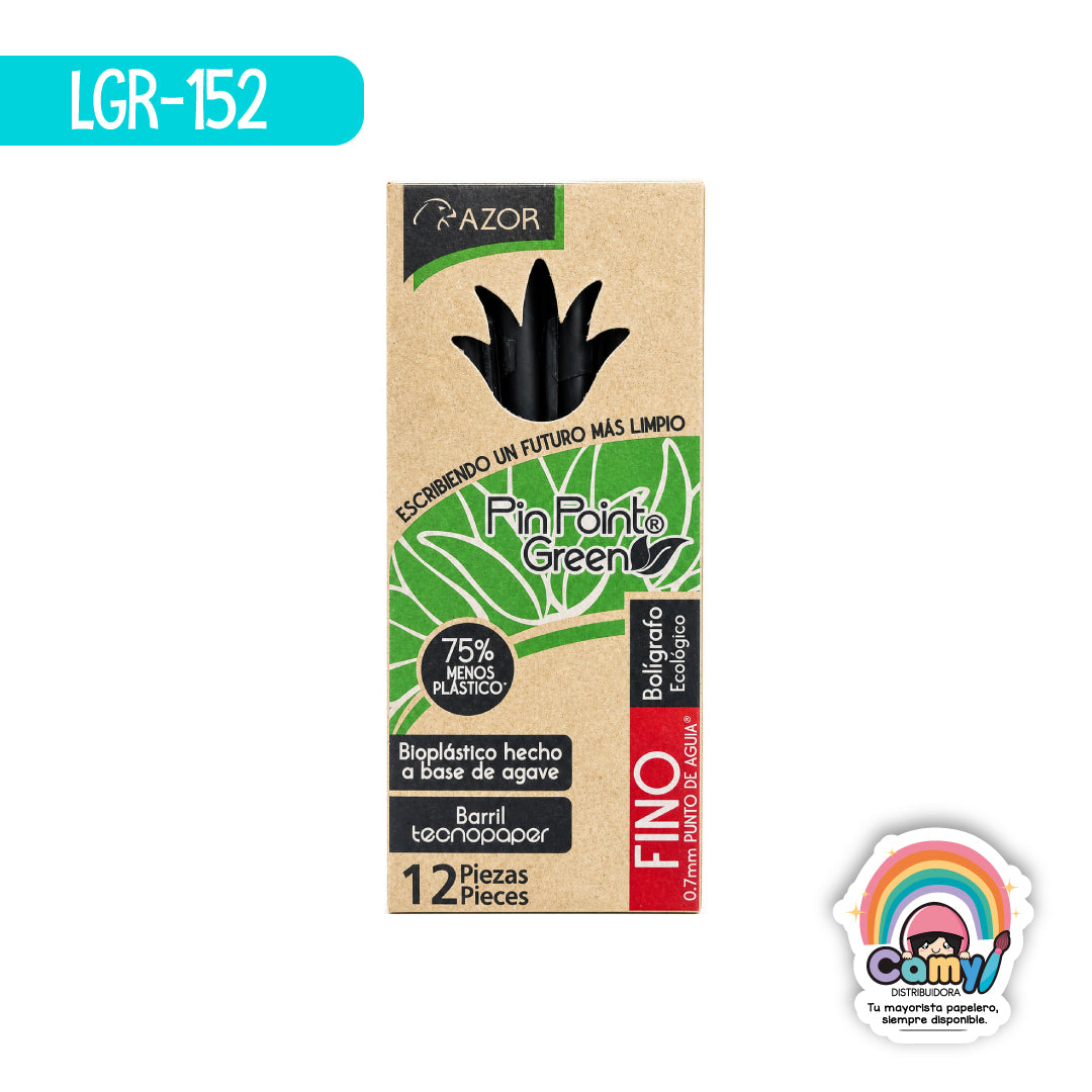 LGR-152 BOL. ECOLOGICO PIN POINT GREEN FINO NEGRO C/12 AZOR