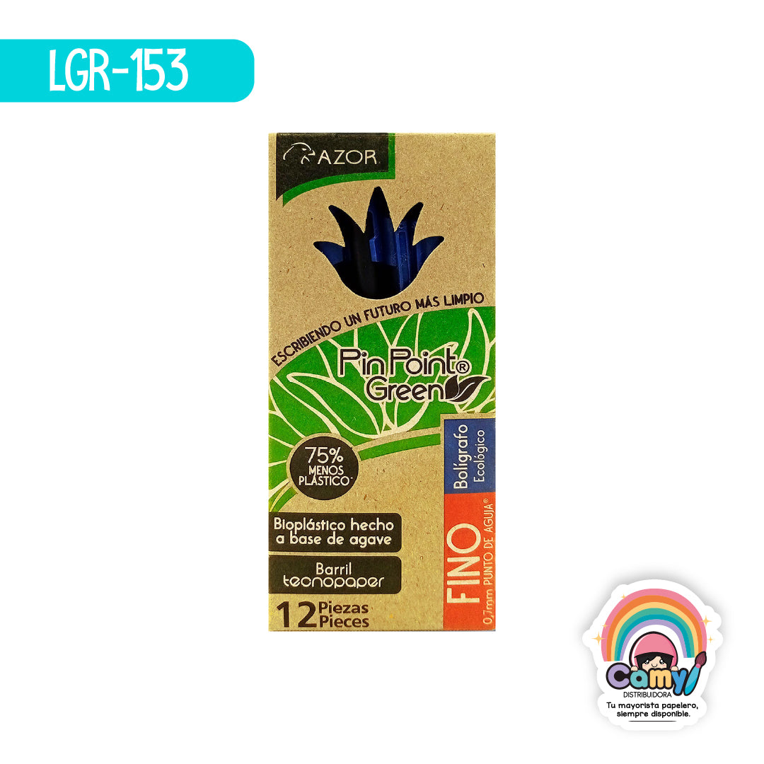 LGR-153 BOL. ECOLOGICO PIN POINT GREEN FINO AZUL C/12 AZOR