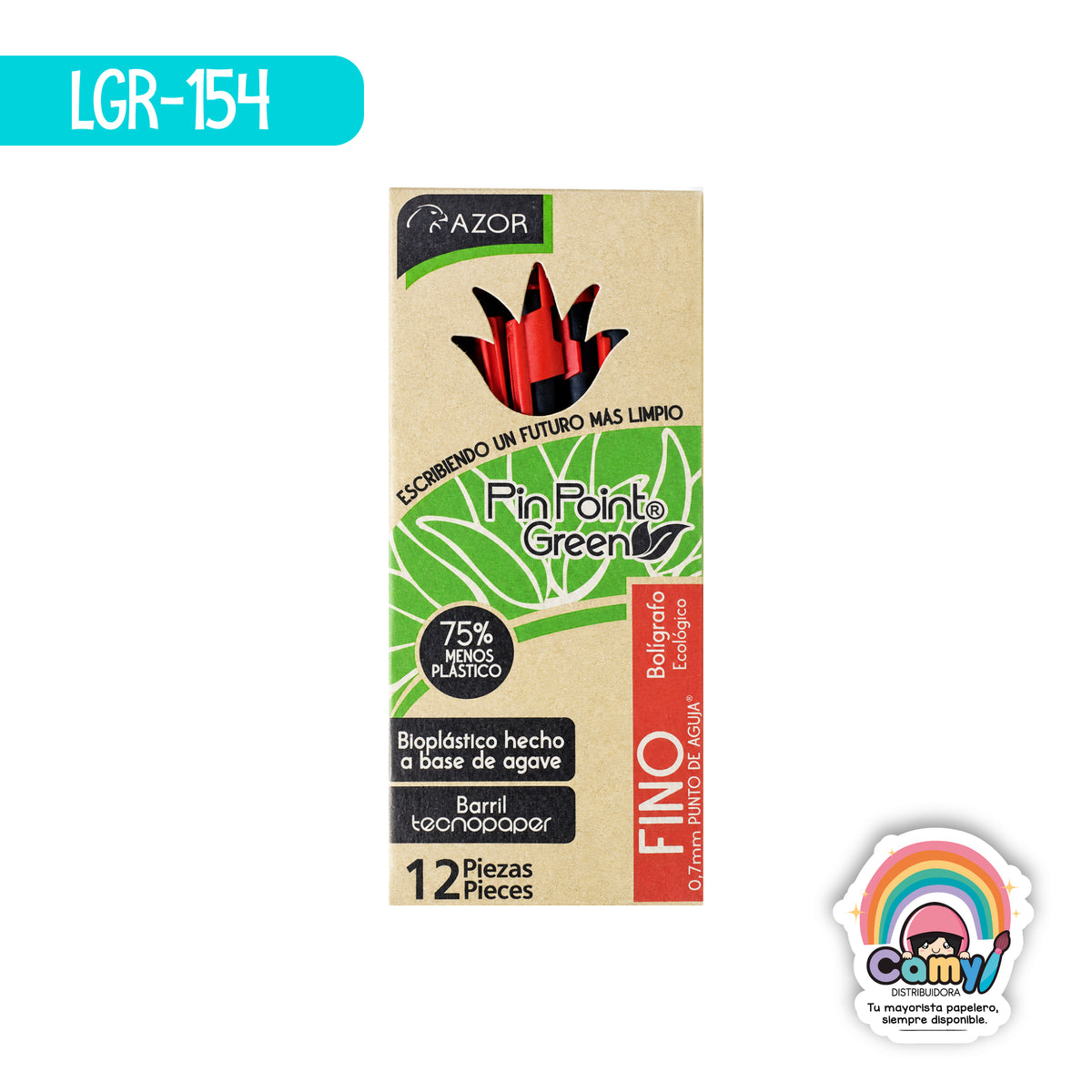 LGR-154 BOL. ECOLOGICO PIN POINT GREEN FINO ROJO C/12 AZOR