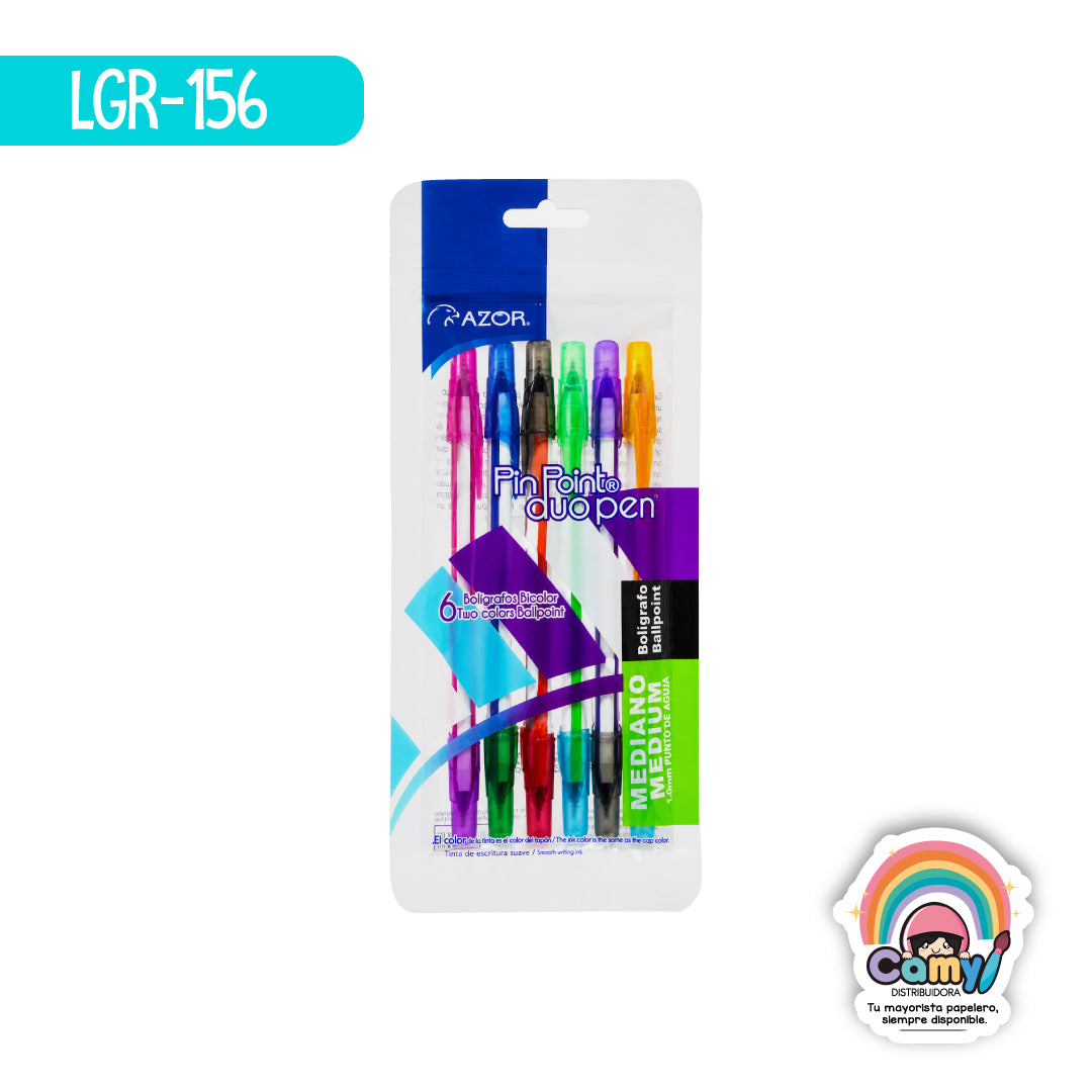 LGR-156 BOLIGRAFO PIN POINT DUO BOLSA C/6 COL. SURT AZOR