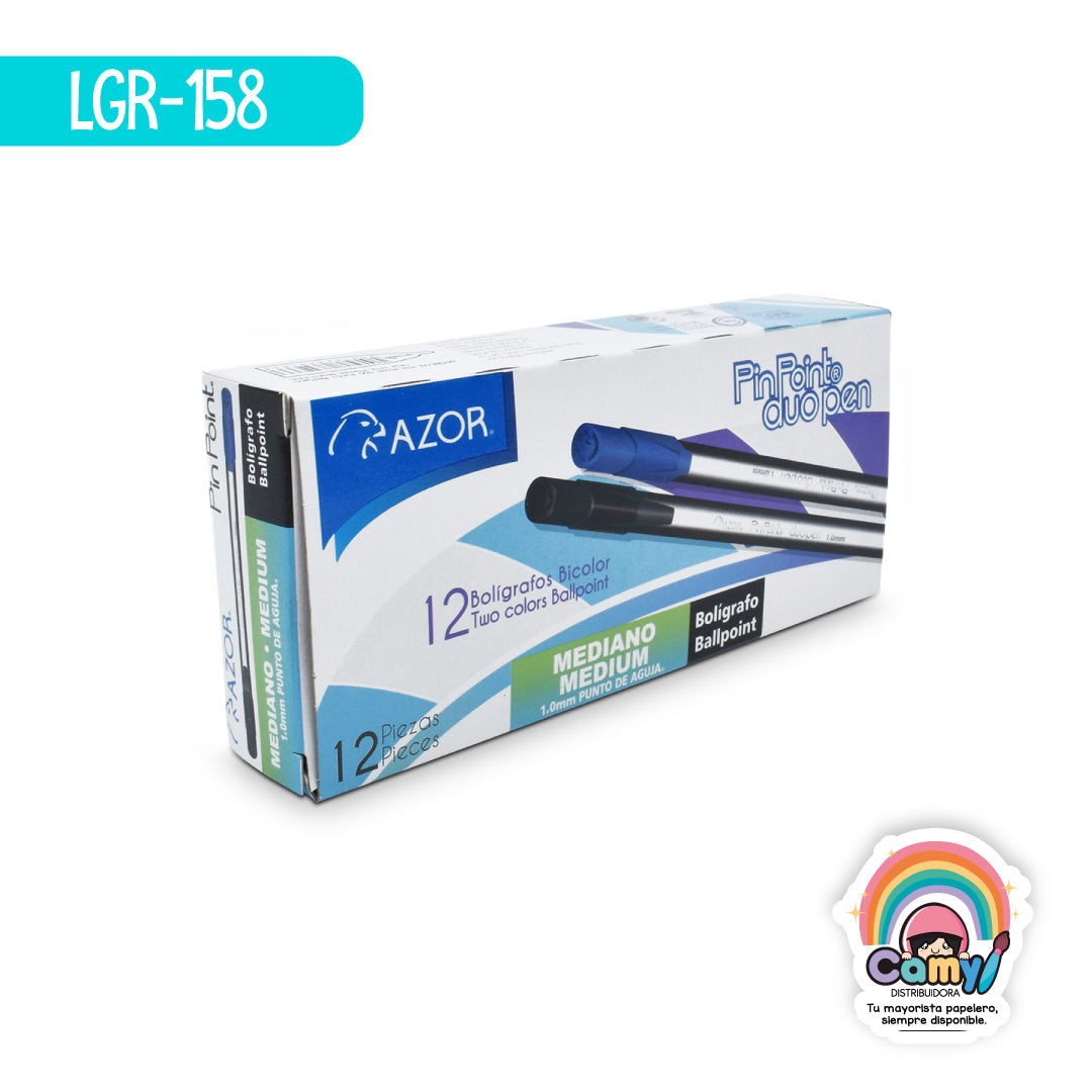 LGR-158 BOLIGRAFO PIN POINT DUO NEGRO/AZUL C/12 AZOR