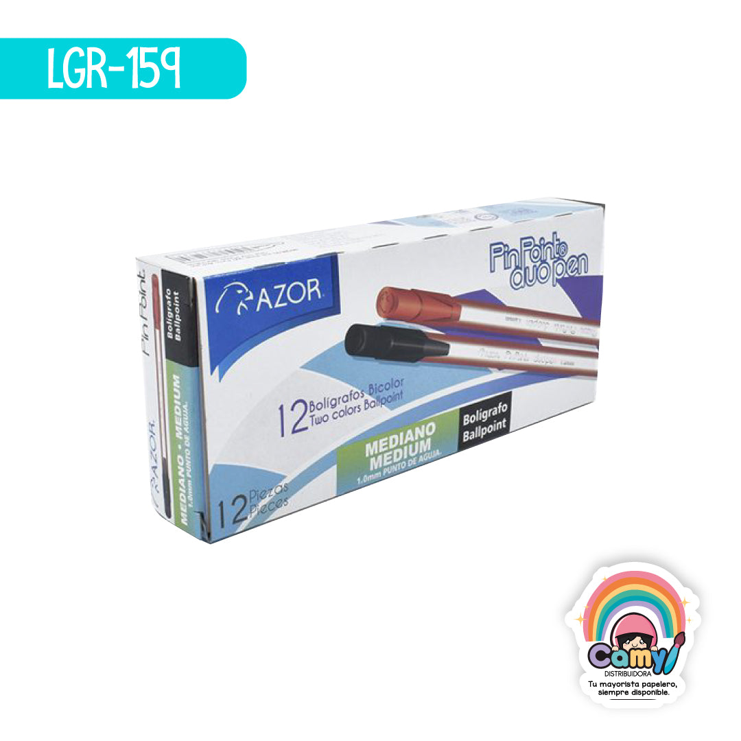 LGR-159 BOLIGRAFO PIN POINT DUO NEGRO/ROJO C/12 AZOR