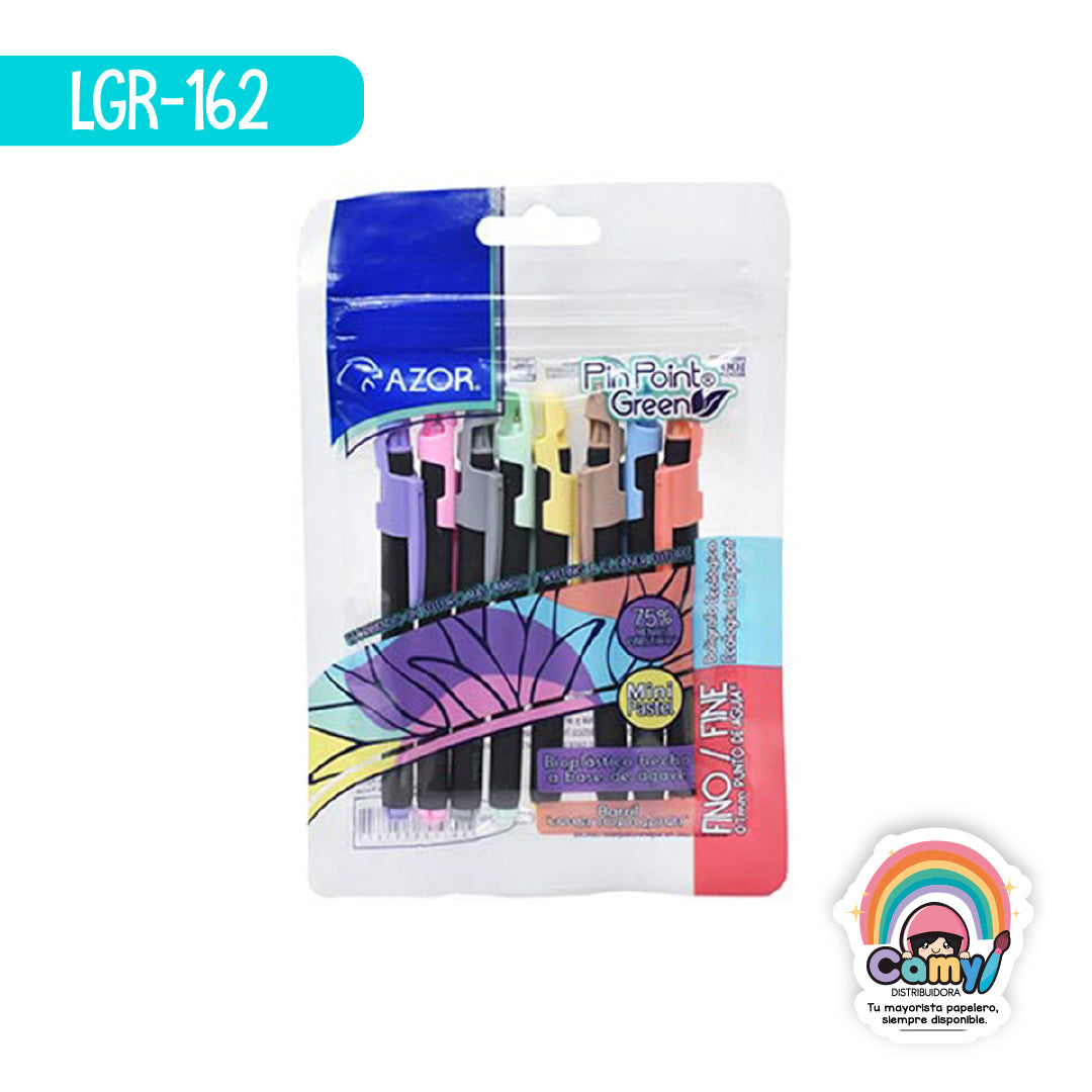 LGR-162 BOL. PIN POINT GREEN MINI PASTEL FINO BOLSA C/8 AZOR