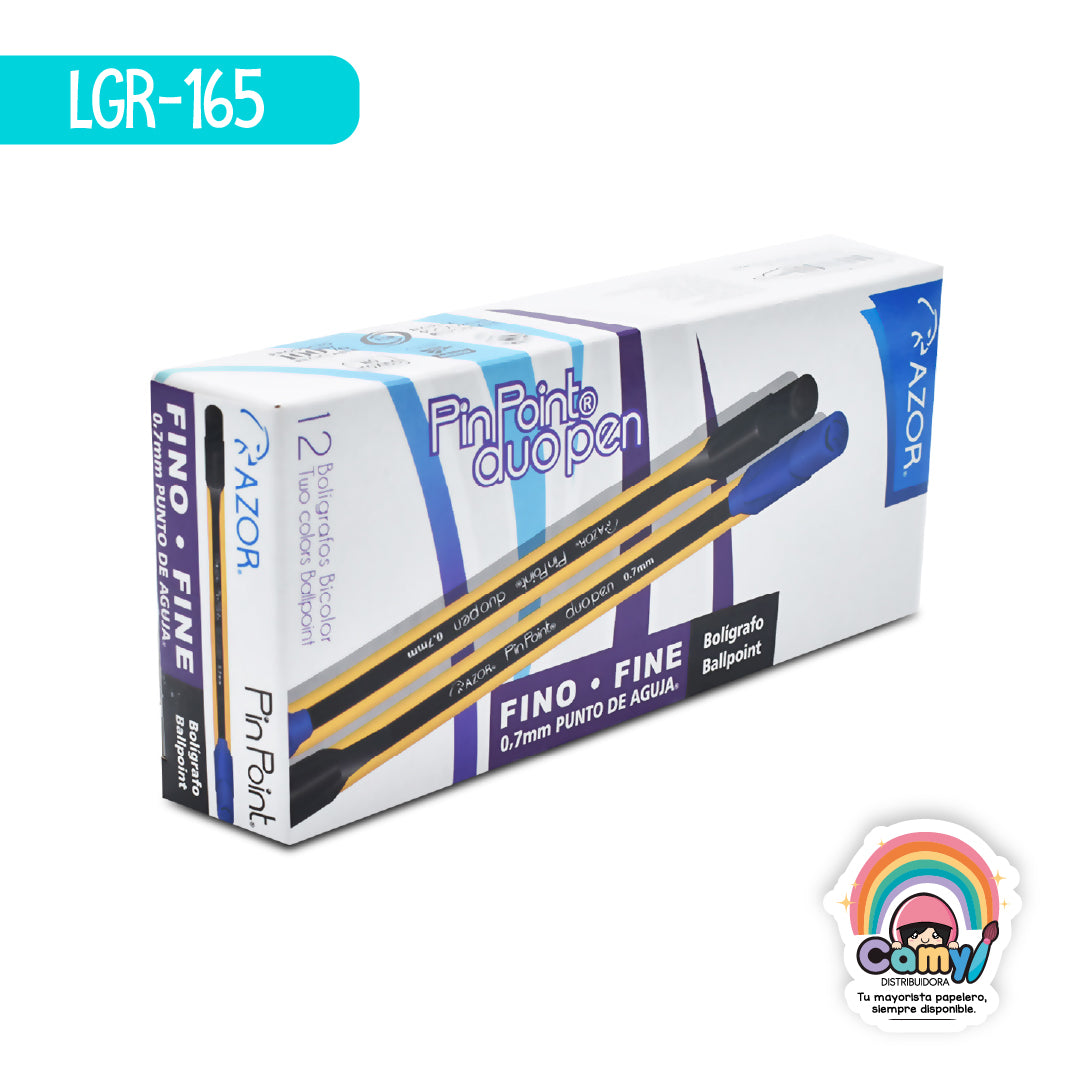 LGR-165 BOL. PIN POINT DUO FINO NEGRO/AZUL C/12 AZOR