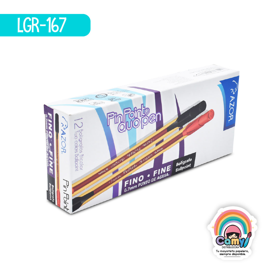 LGR-167 BOL. PIN POINT DUO FINO NEGRO/ROJO C/12 AZOR