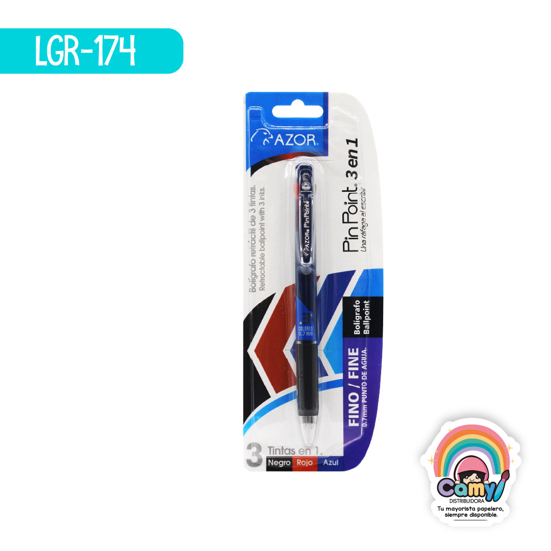LGR-174 BOLIGRAFO RETRACTIL 3-1 C/AZUL  P/FINO NRA AZOR