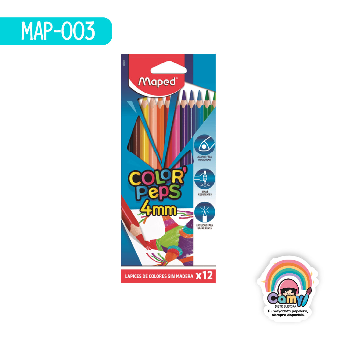 MAP-003 LAPICES COLOR'PEPS EXT 4MM X12 MAPED