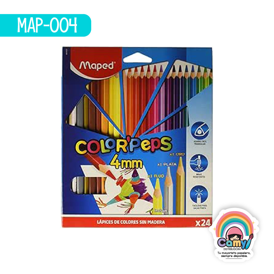 MAP-004 LAPICES COLOR'PEPS EXT 4MM X24 CAJA MAPED