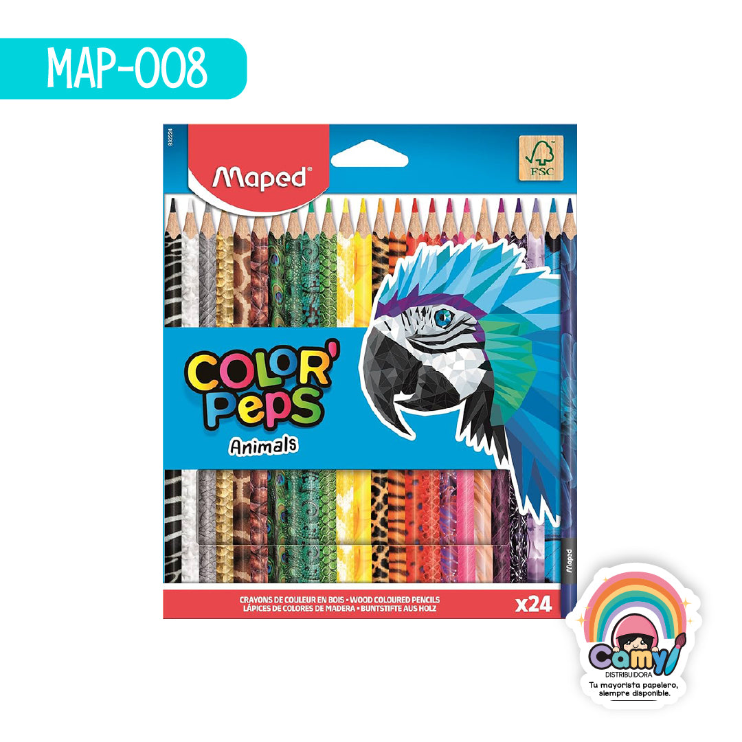 MAP-008 LAPICES COLOR'PEPS X24 ANIMAL EST CARTON MAPED