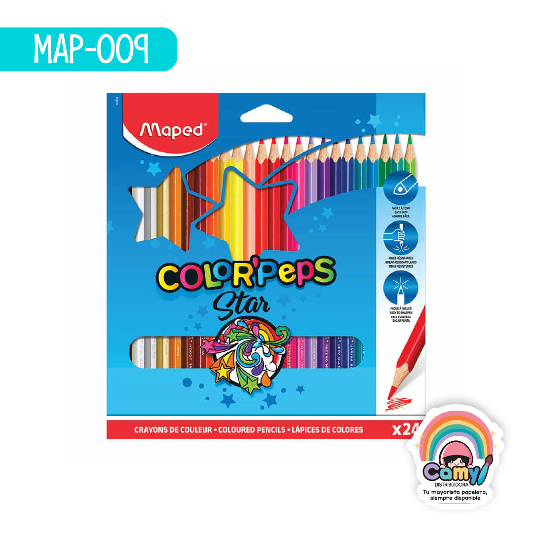 MAP-009 LAPICES COLOR'PEPS X24 ESTUCHE DE CARTON MAPED