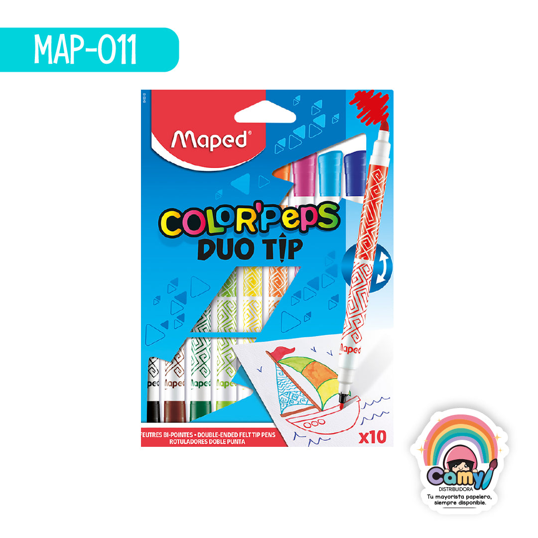 MAP-011 PLUMONES COLOR'PEPS BIPUNTAS CAJA 10X20 MAPED