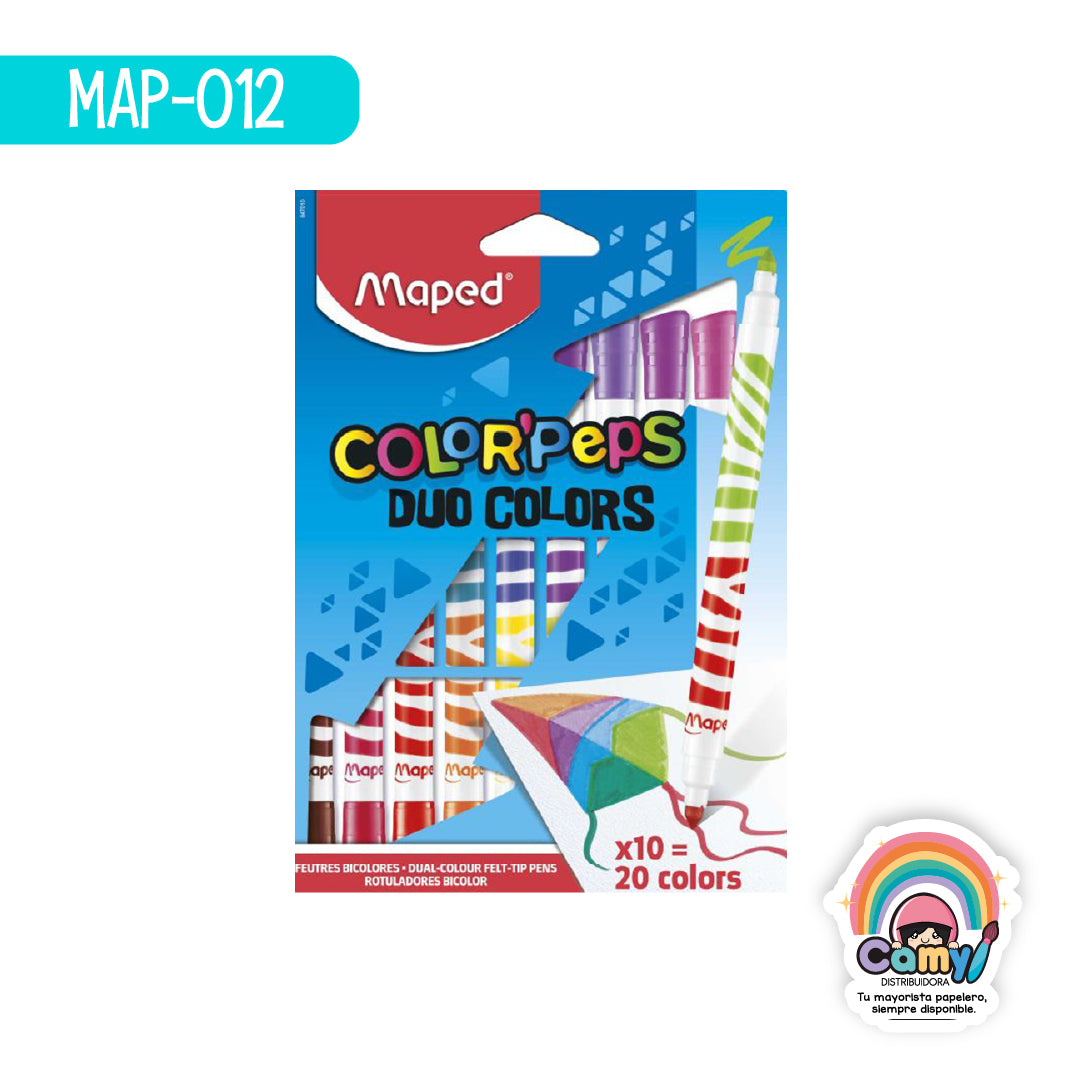 MAP-012 PLUMONES COLOR'PEPS DUO CAJA 10X20 MAPED
