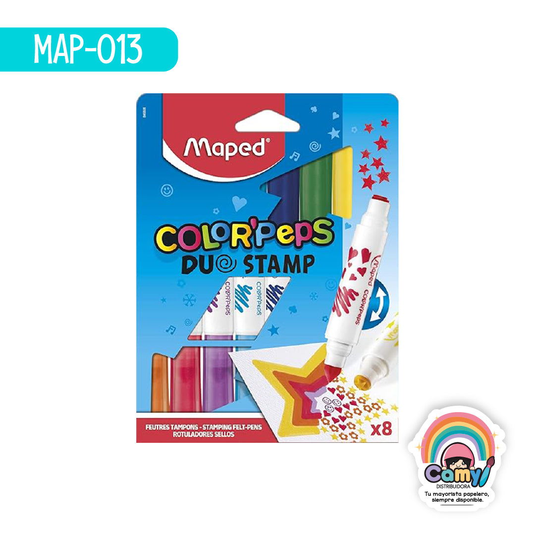 MAP-013 ROTULADOR COLOR'PEPS DUO STAMP X8 ESTUCHE MAPED
