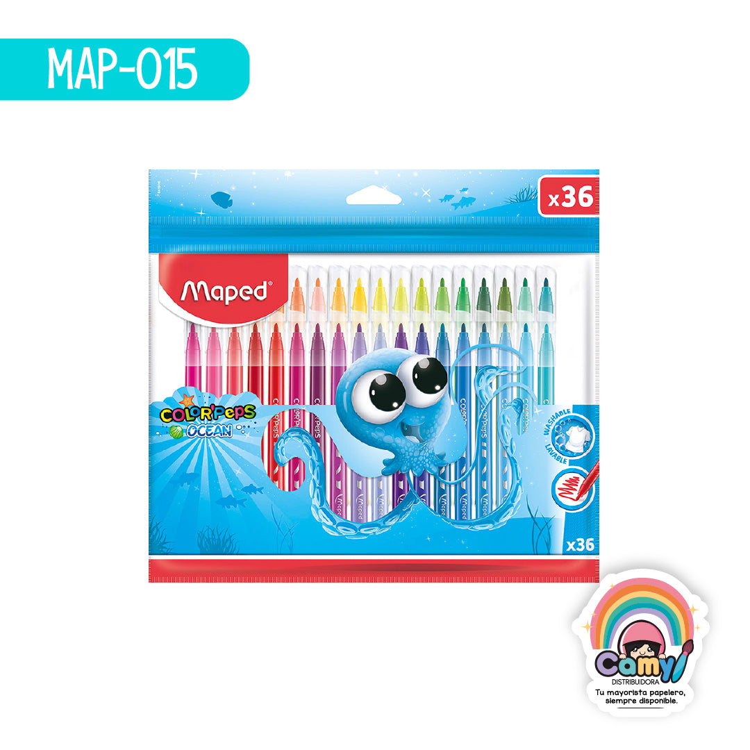 MAP-015 ROTULADORES  OCEAN +  X36 FUNDA MAPED