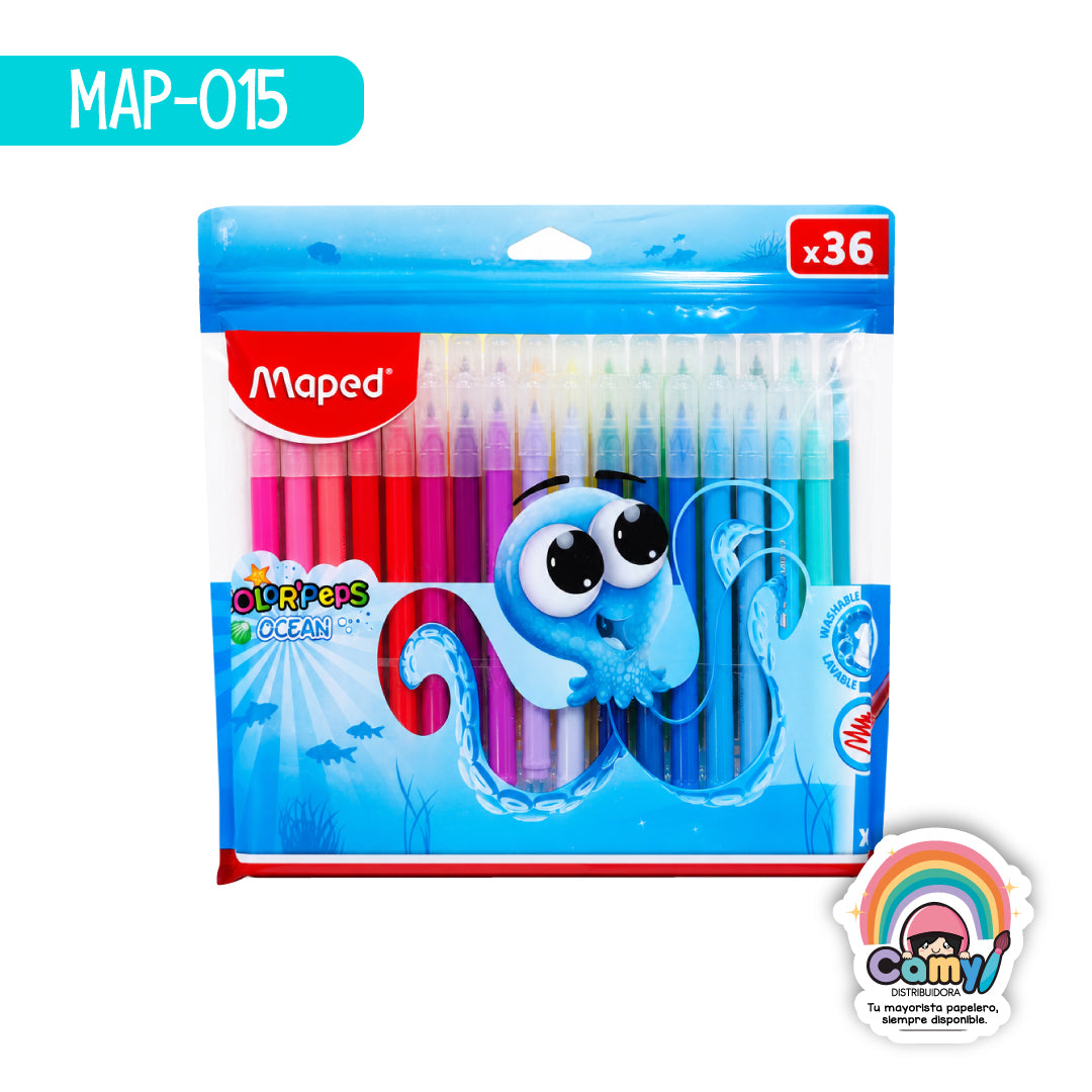 MAP-015 ROTULADORES  OCEAN +  X36 FUNDA MAPED