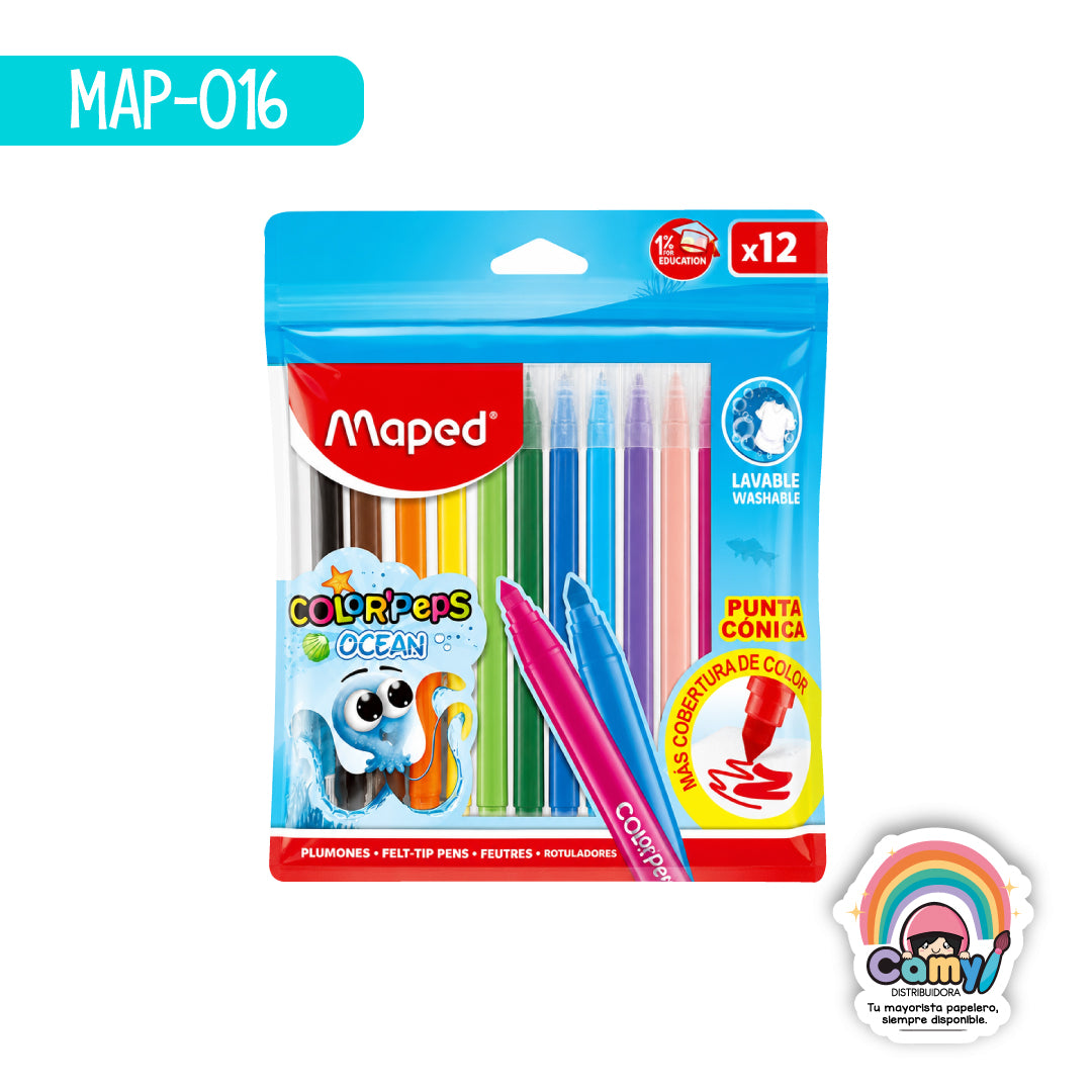 MAP-016 ROTULADORES  OCEAN + X12 FUNDA MAPED