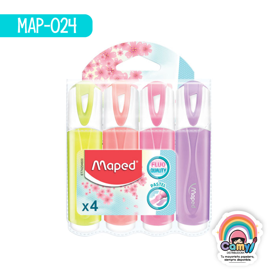 MAP-024 MARCADOR CLASSIC PASTEL X4 FUNDA ROSA MAPED