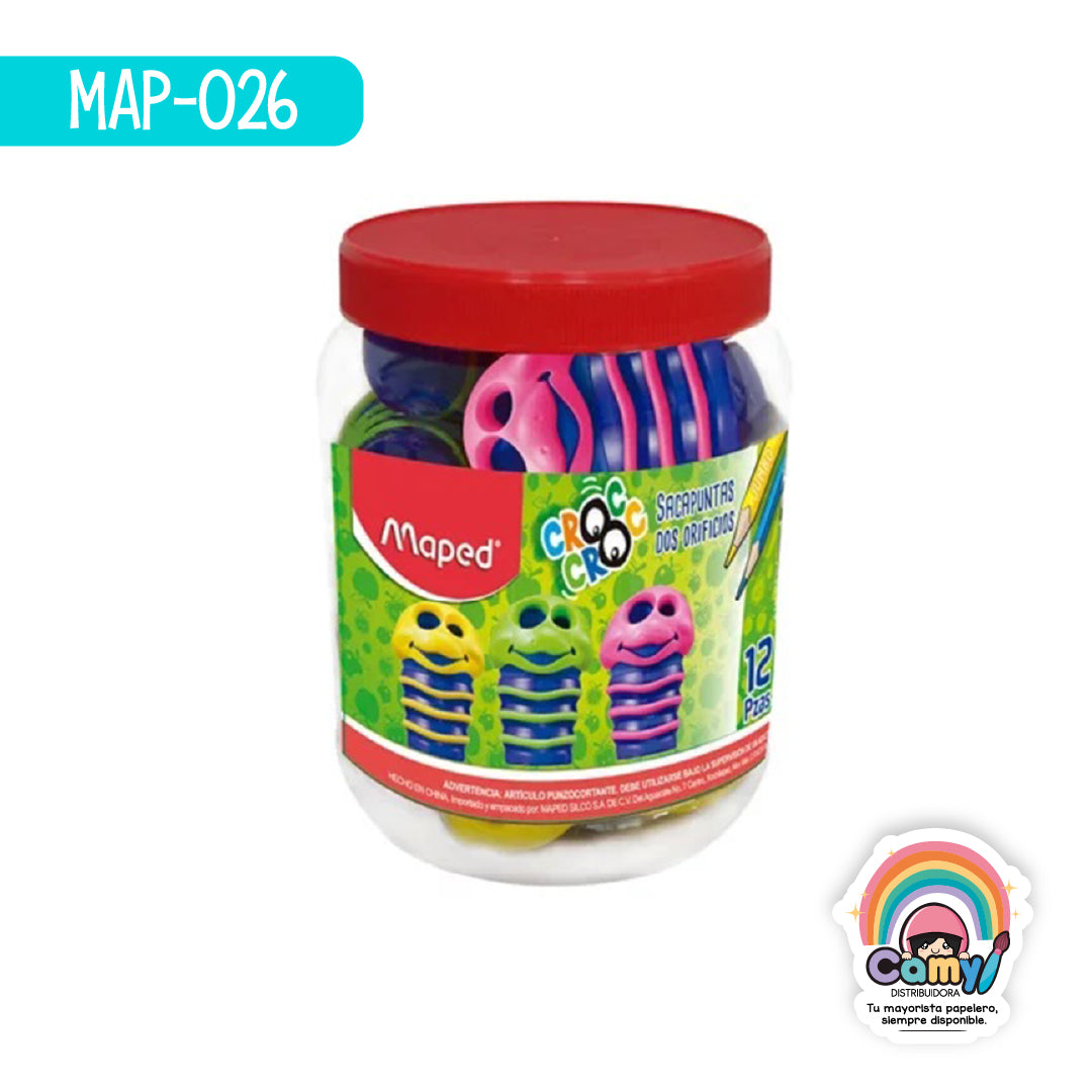 MAP-026 SACAPUNTAS CROC CROC GUSANO 2O BOTE X12 MAPED