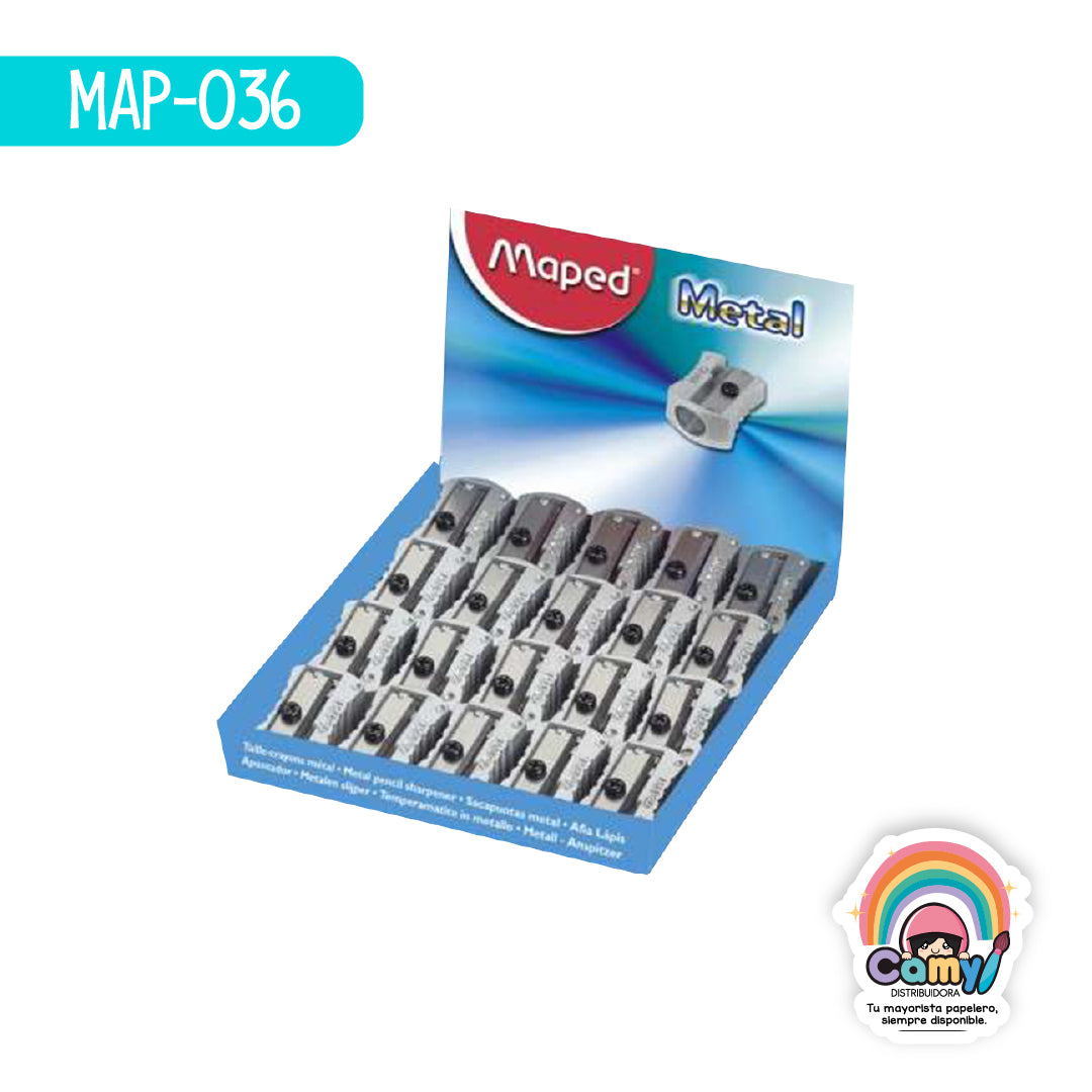 MAP-036 SACAPUNTAS METAL DESIGN 1ORIF CAJA X20 MAPED