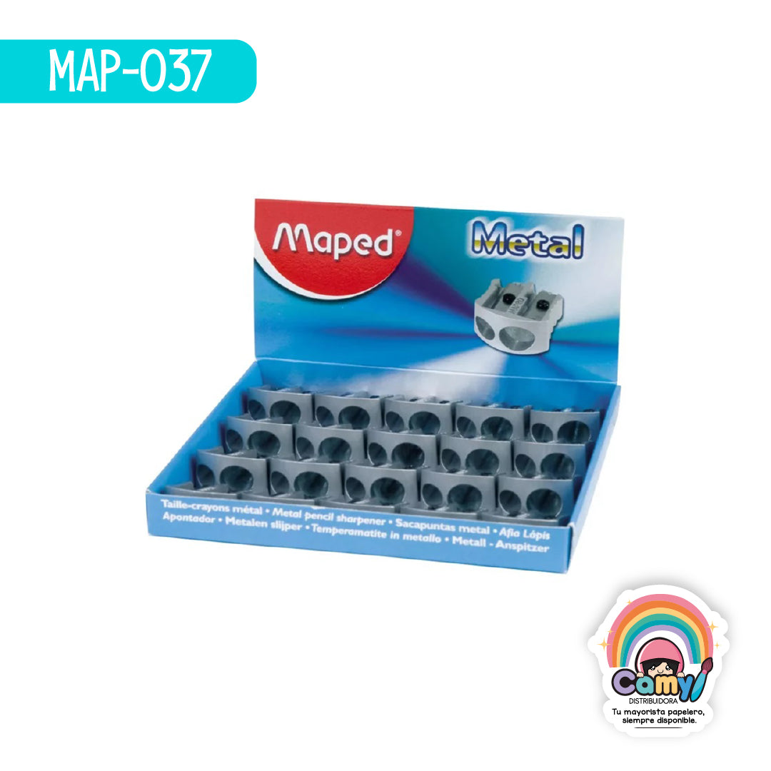 MAP-037 SACAPUNTAS METAL DESIGN 2ORIF CAJA X20 MAPED