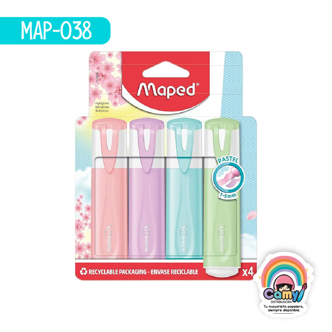 MAP-038 MARCADOR CLASSIC PASTEL X4 FUNDA MAPED