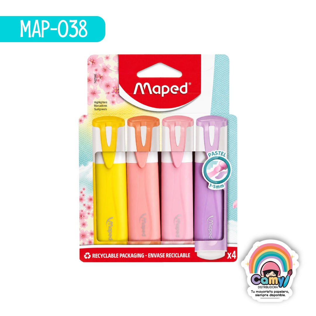MAP-038 MARCADOR CLASSIC PASTEL X4 FUNDA MAPED