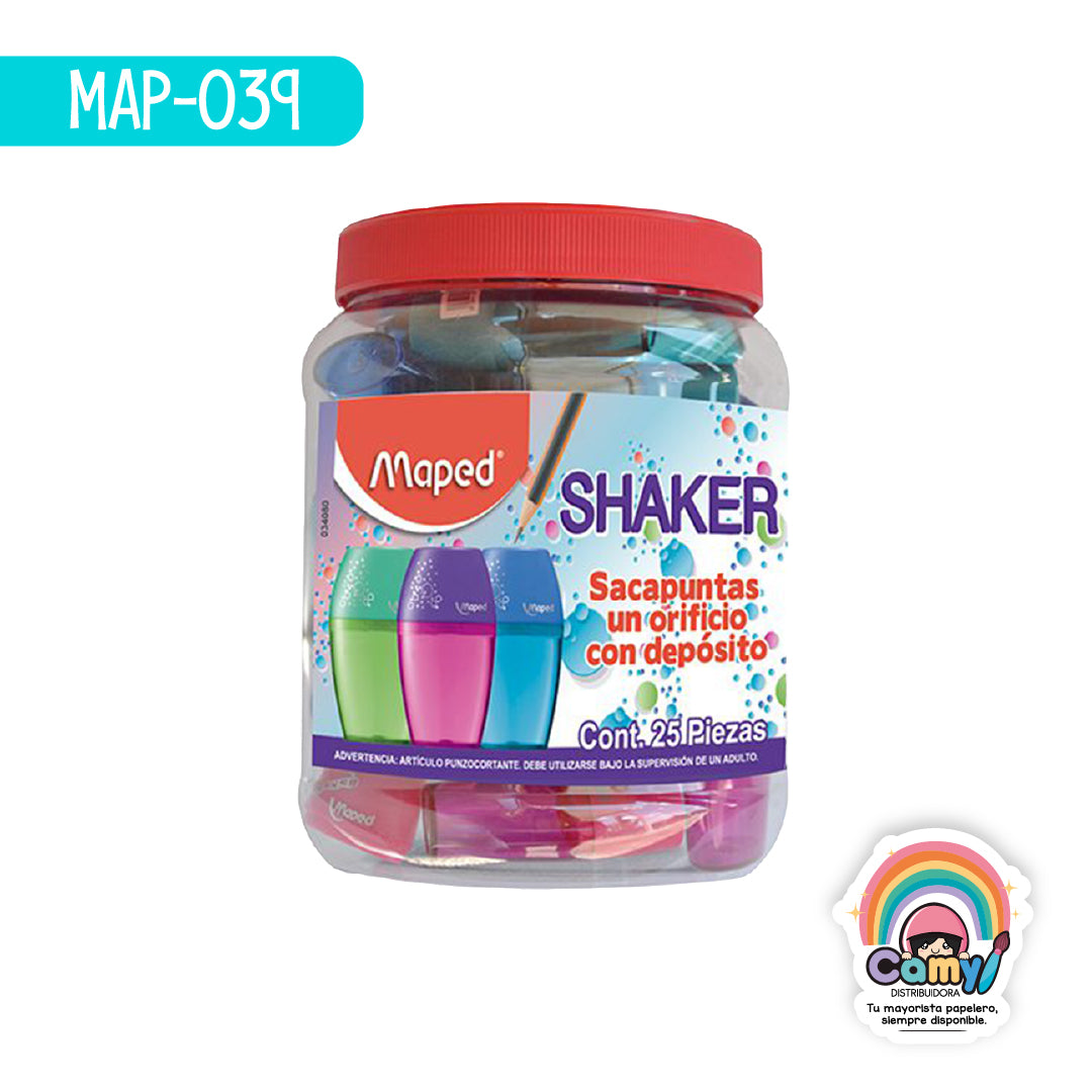 MAP-039 SACAPUNTAS SHAKER 1 ORIFICIO BOTE X25 MAPED