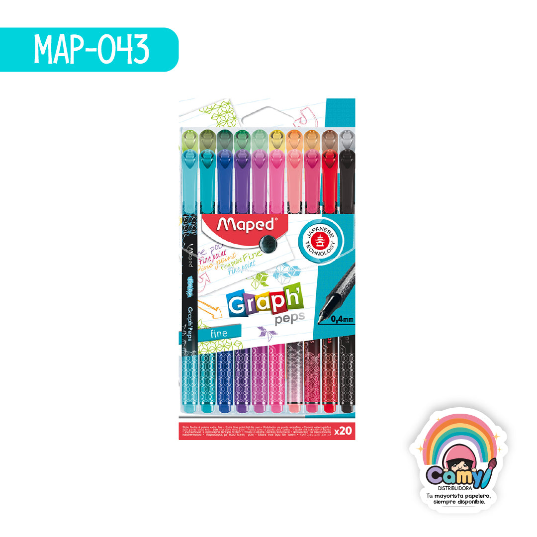MAP-043 ROTULADOR MAPED FINO GRAPH PEPS X20 FUNDA