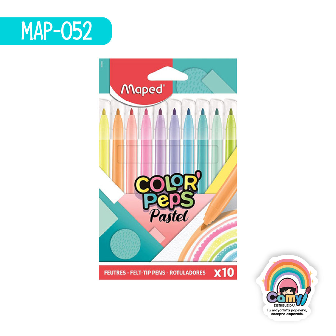 MAP-052 ROTULADORES  MAPED PASTEL X 10 ESTUCHE