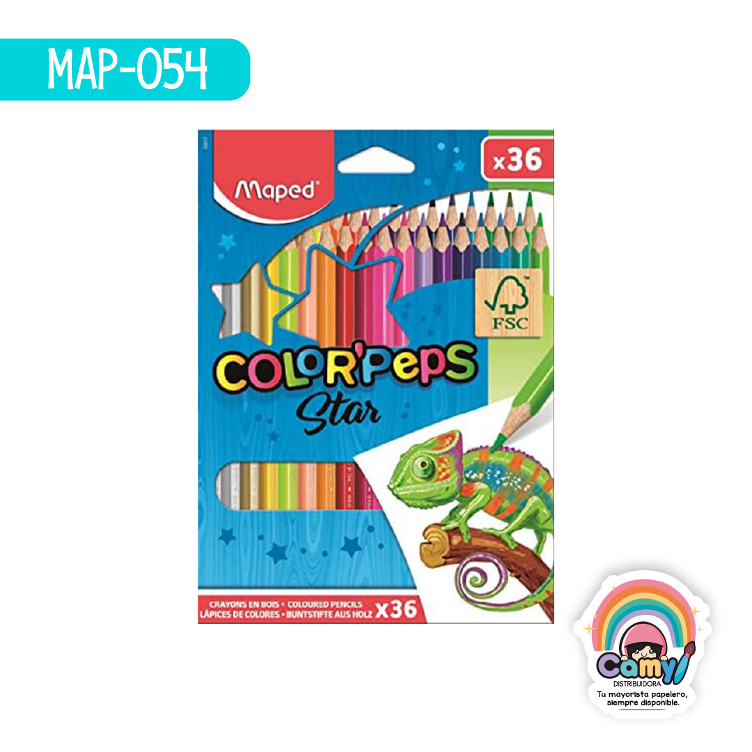 MAP-054 LAPICES COLORPEPS X36 ESTUCHE DE CARTON MAPED